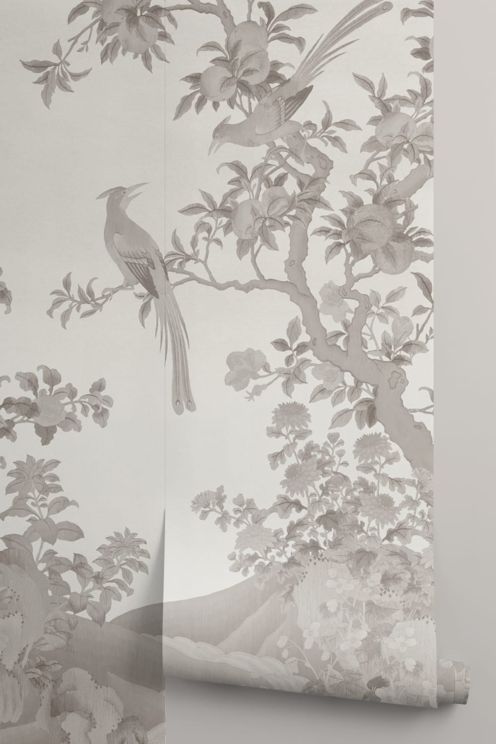 Bej Chinoiserie Vintage Garden Scene murale