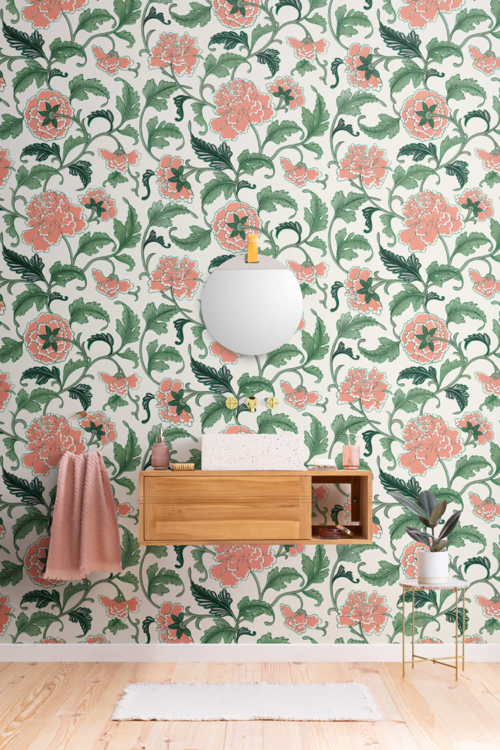 Peony kinesiska ornament illustrationer grädde fototapet