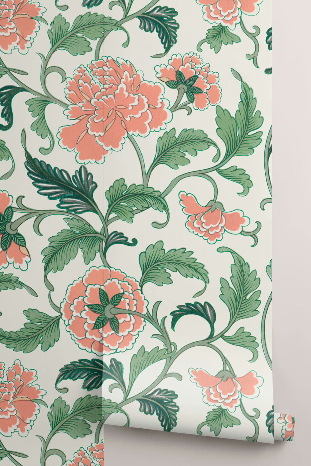 Peony kinesiska ornament illustrationer grädde fototapet