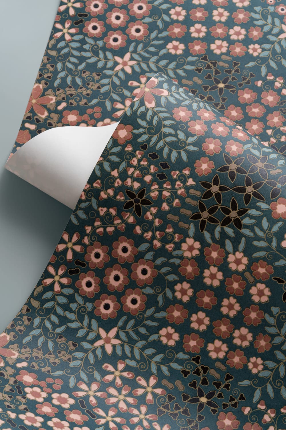 G.A. Audsley’s 1884 Japanese Floral Print Repeat Pattern Wallpaper