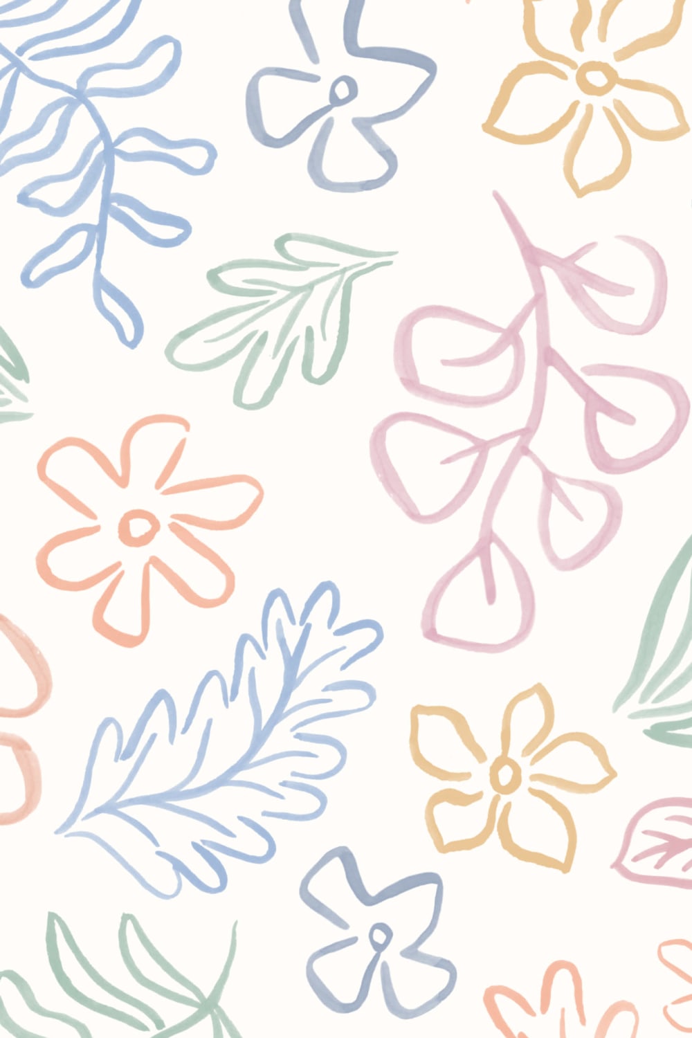 Tapet cu motive botanice scandinave pastelate