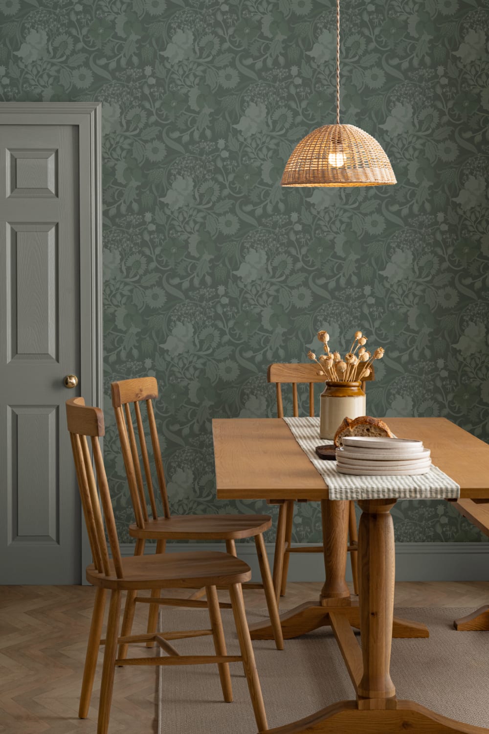 Emerald Heritage Thistle Floral Wallpaper
