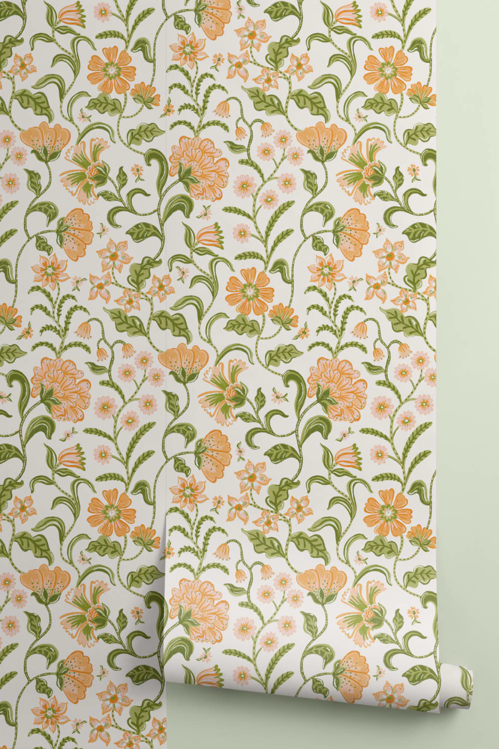 Multi Indian Style Floral Wallpaper