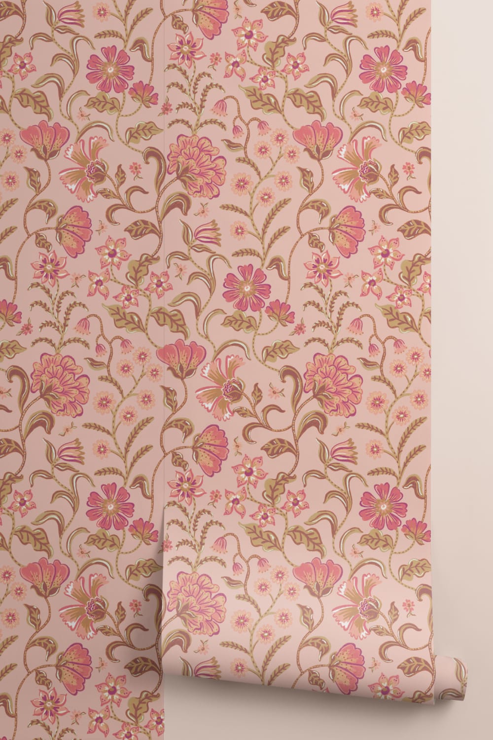 Pink Vintage Floral Wallpaper