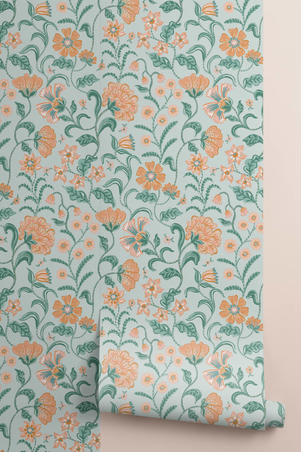 Krikand blomstret tapet i indisk stil