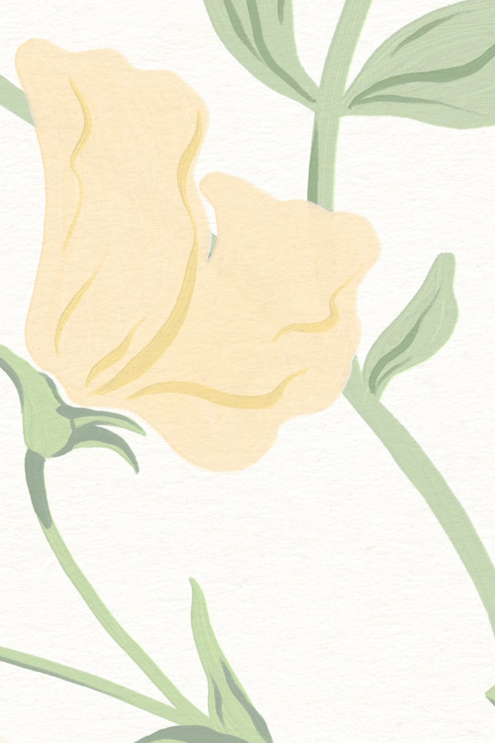 Gul Sweet Pea Floral & Vines Mural-tapeter