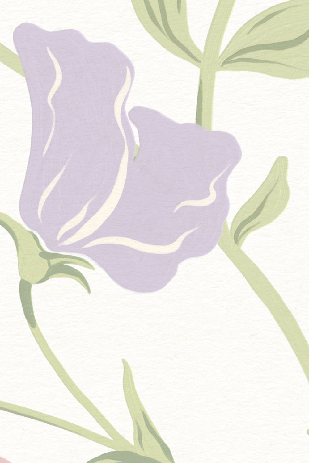 Multi Sweet Pea Floral & Vines Mural