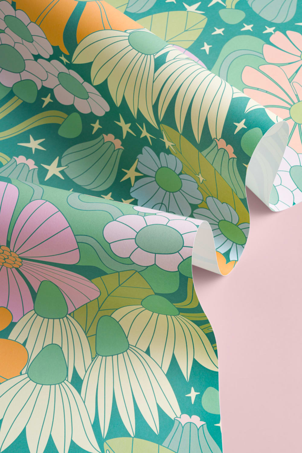 Elizabeth Olwen Cosmic Floral Green Mural