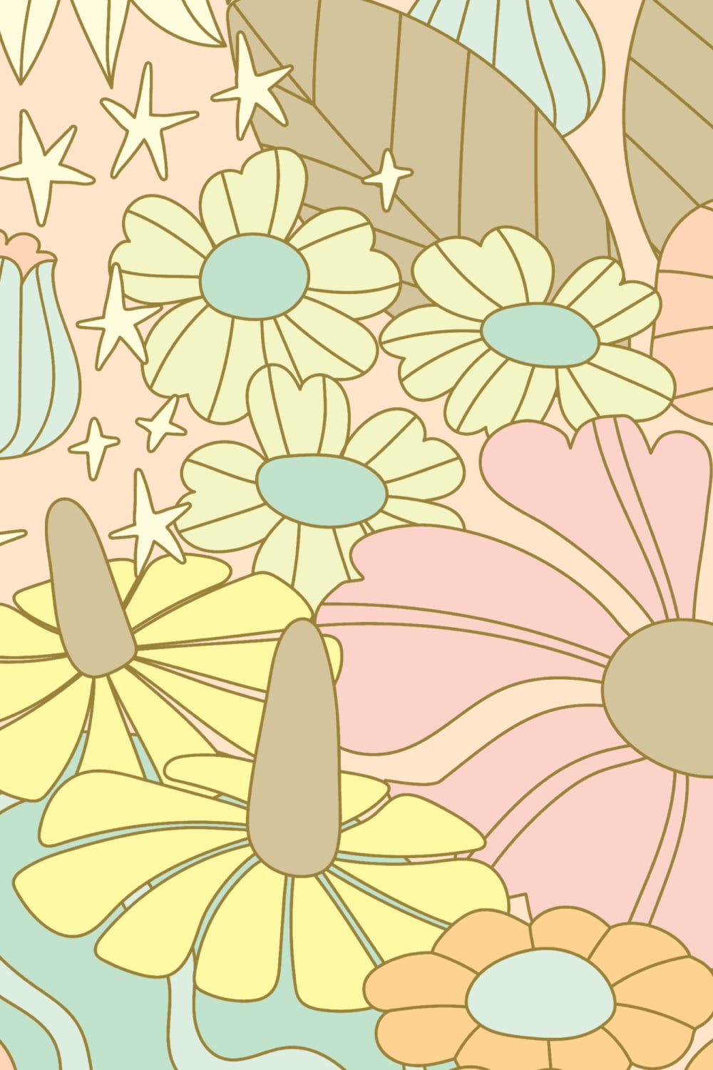 Elizabeth Olwen Cosmic Floral Pastel Murale