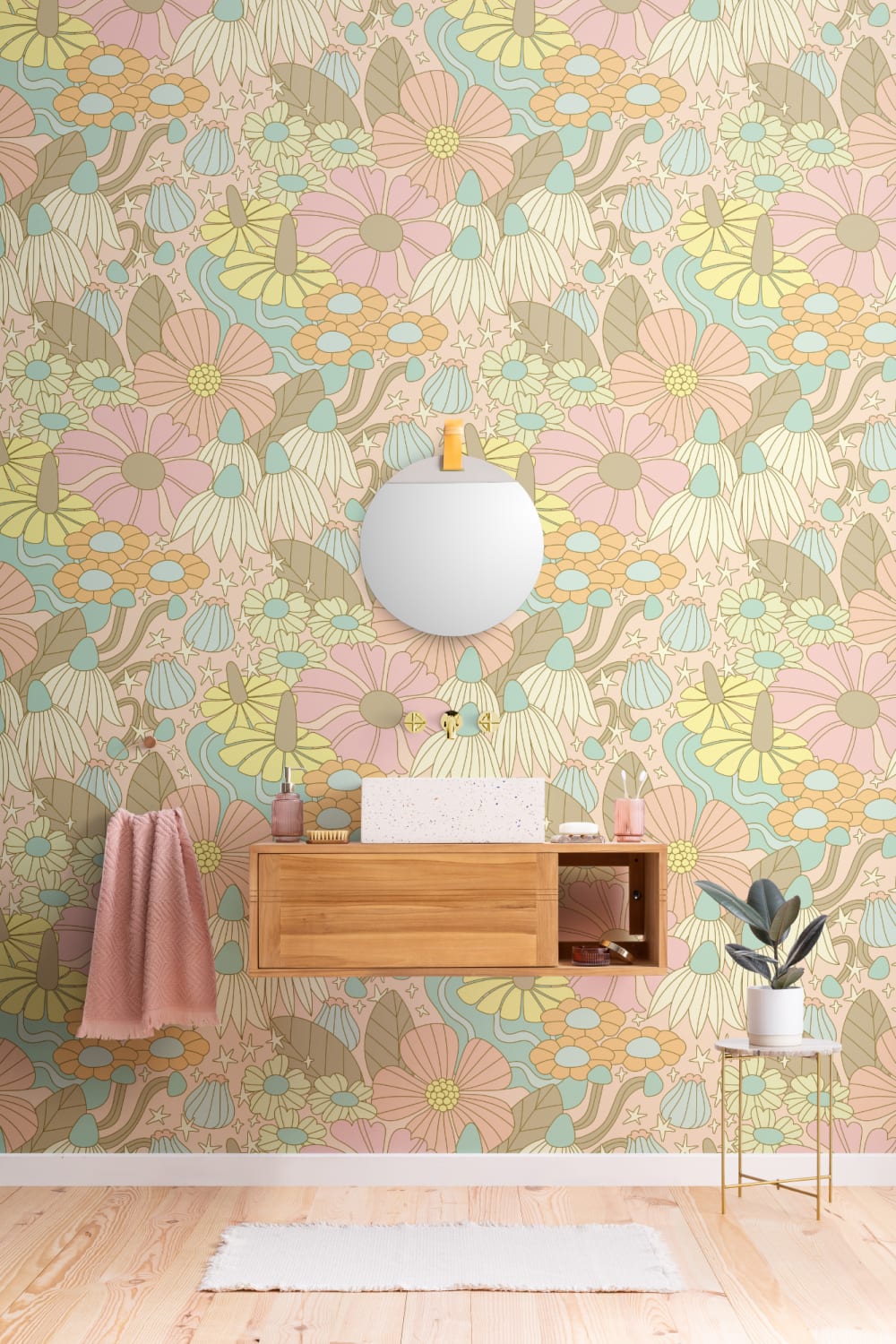 Elizabeth Olwen Cosmic Floral Pastel Murale