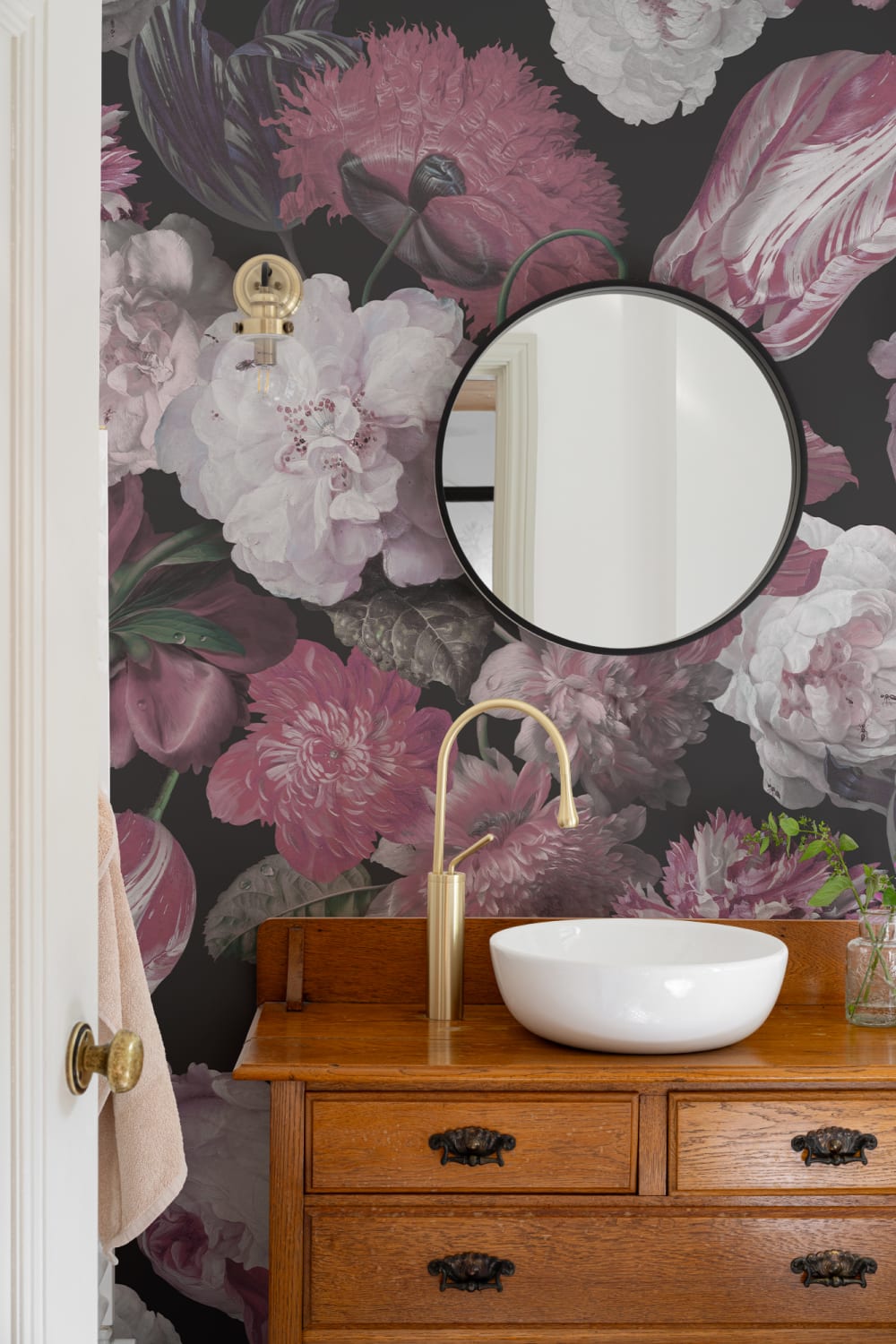 Purple Painted Large Scale Floral Mural