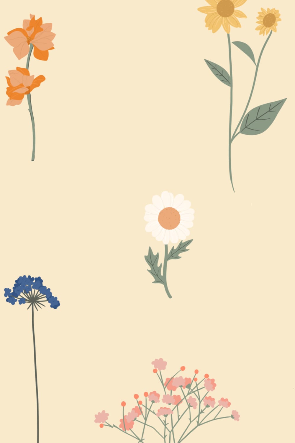 Yellow Pressed Flower Wallpaper