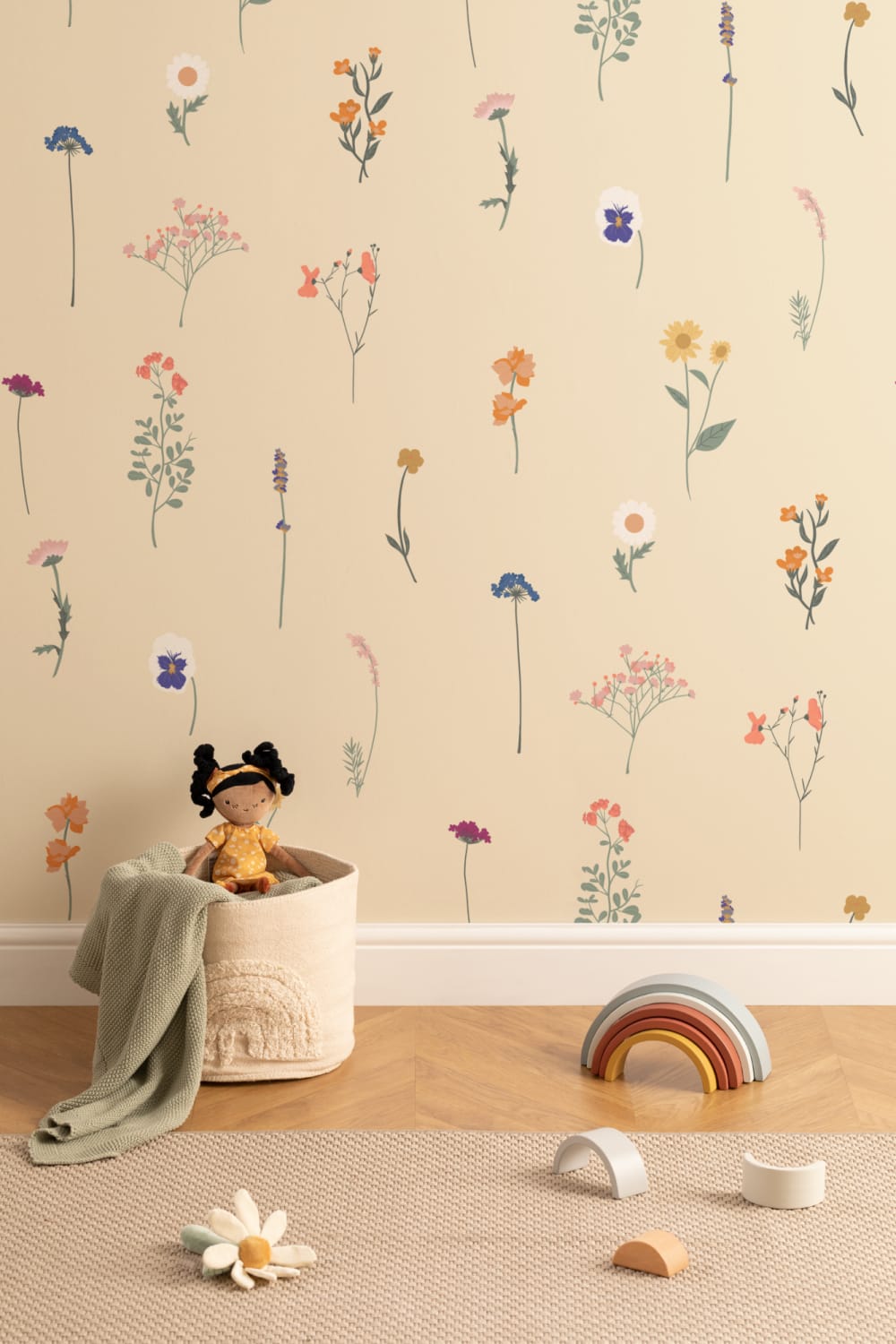 Yellow Pressed Flower Wallpaper