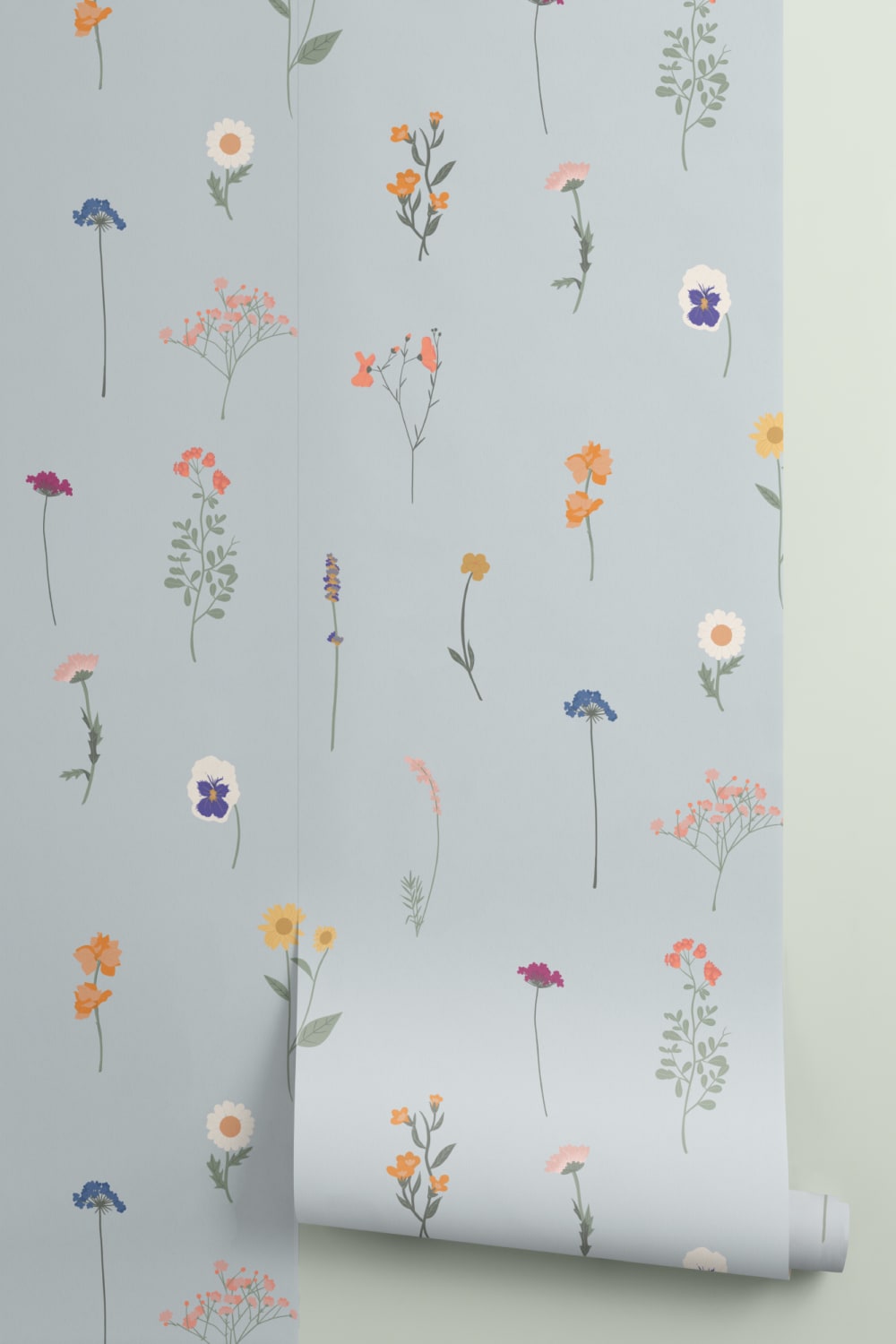 Blue Pressed Flower Wallpaper