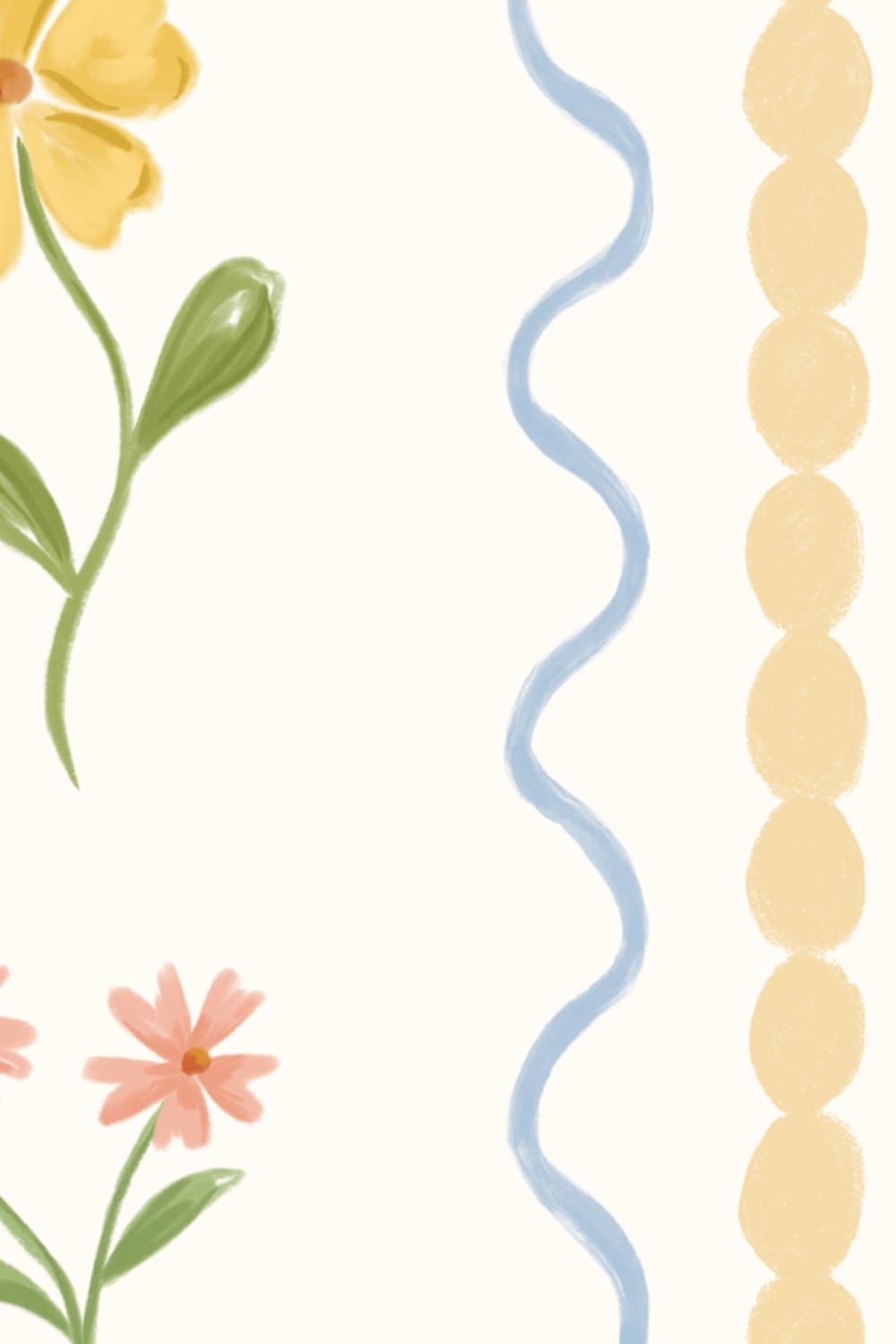 Gul Bobbin randig vildblomma mural-tapeter