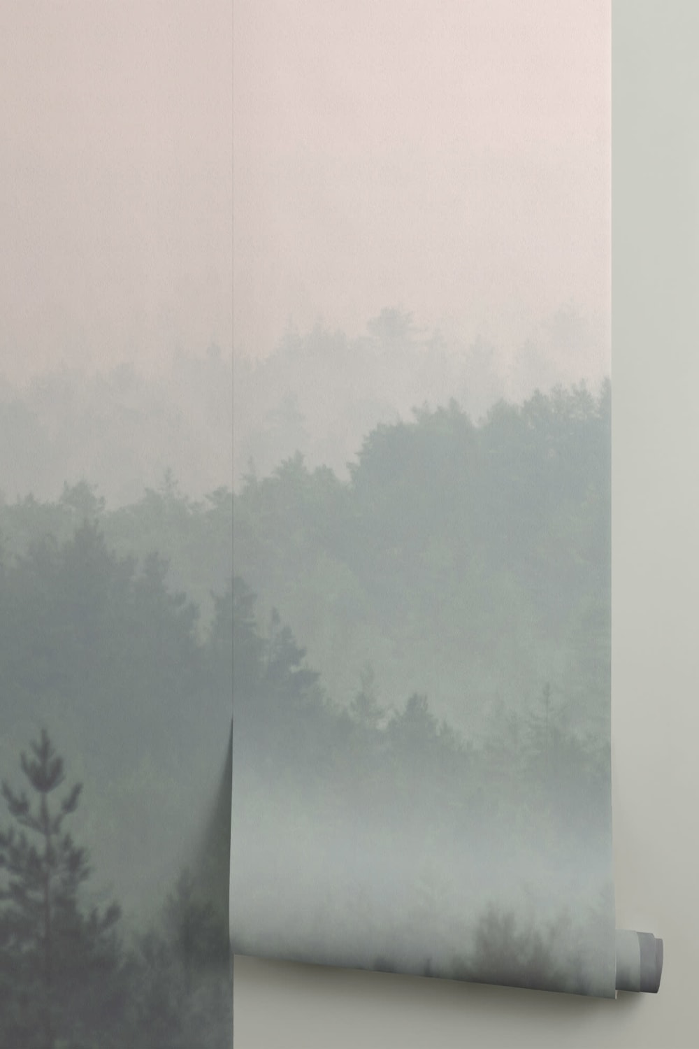 Peach & Green Pastel Ombre Forest Wallpaper Mural