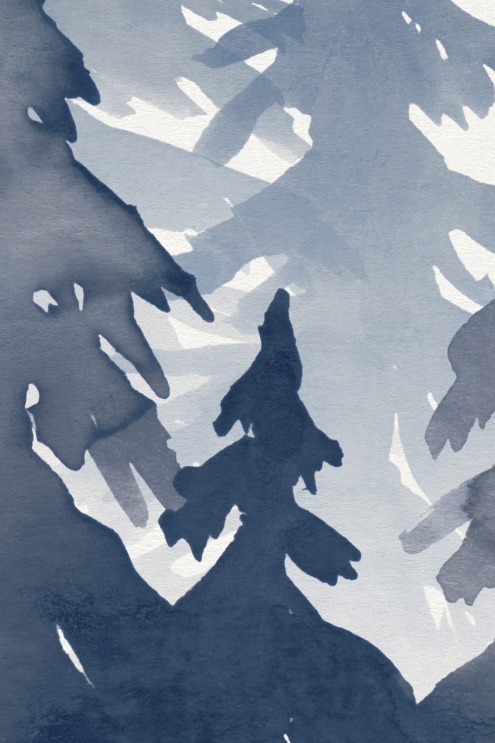 Fototapete Aquarell Silhouette eines Waldes Blau