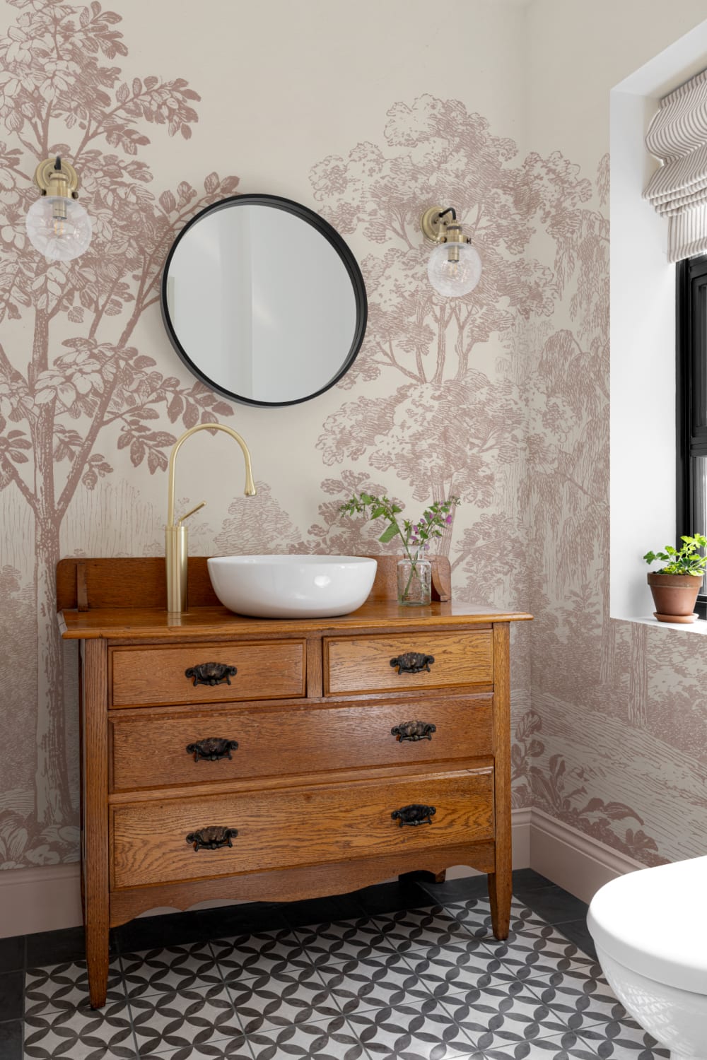 Warm Sepia Botanical Woodland Scene Wall Mural