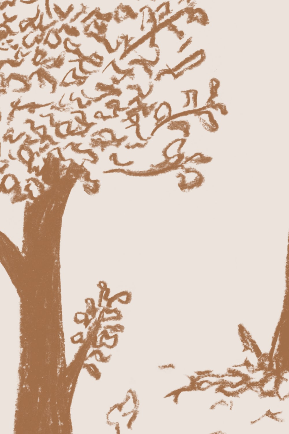 Papier Peint Panoramique de forêt européenne traditionnelle illustrée en marron