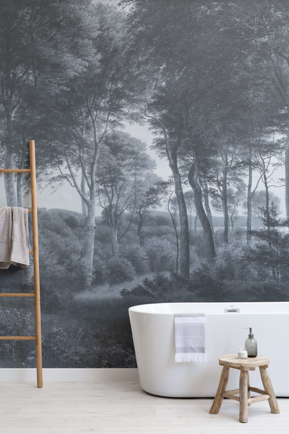 Blå skog landskapsmålning Mural-tapeter