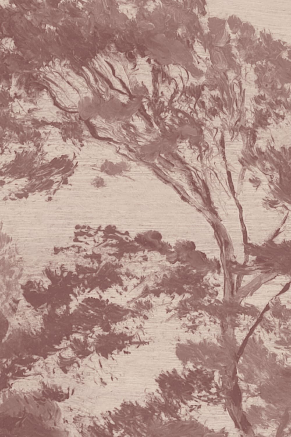Pink Danish Hills Landscape Painting Mural