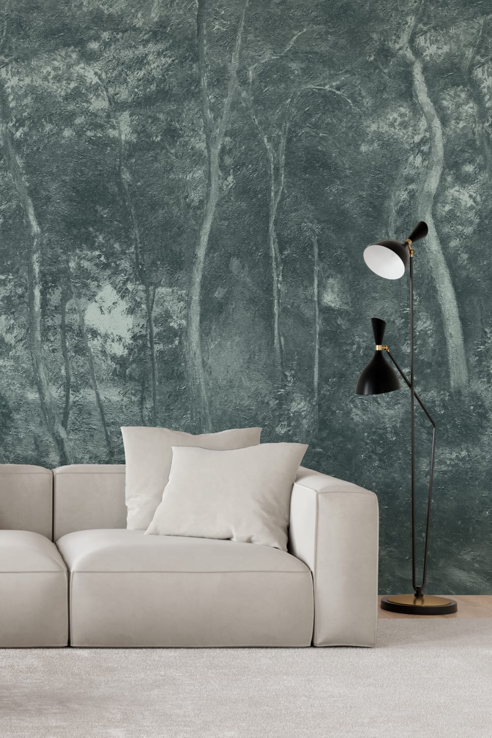 Blauw Wild Bos Olieverfschilderij Muurschildering