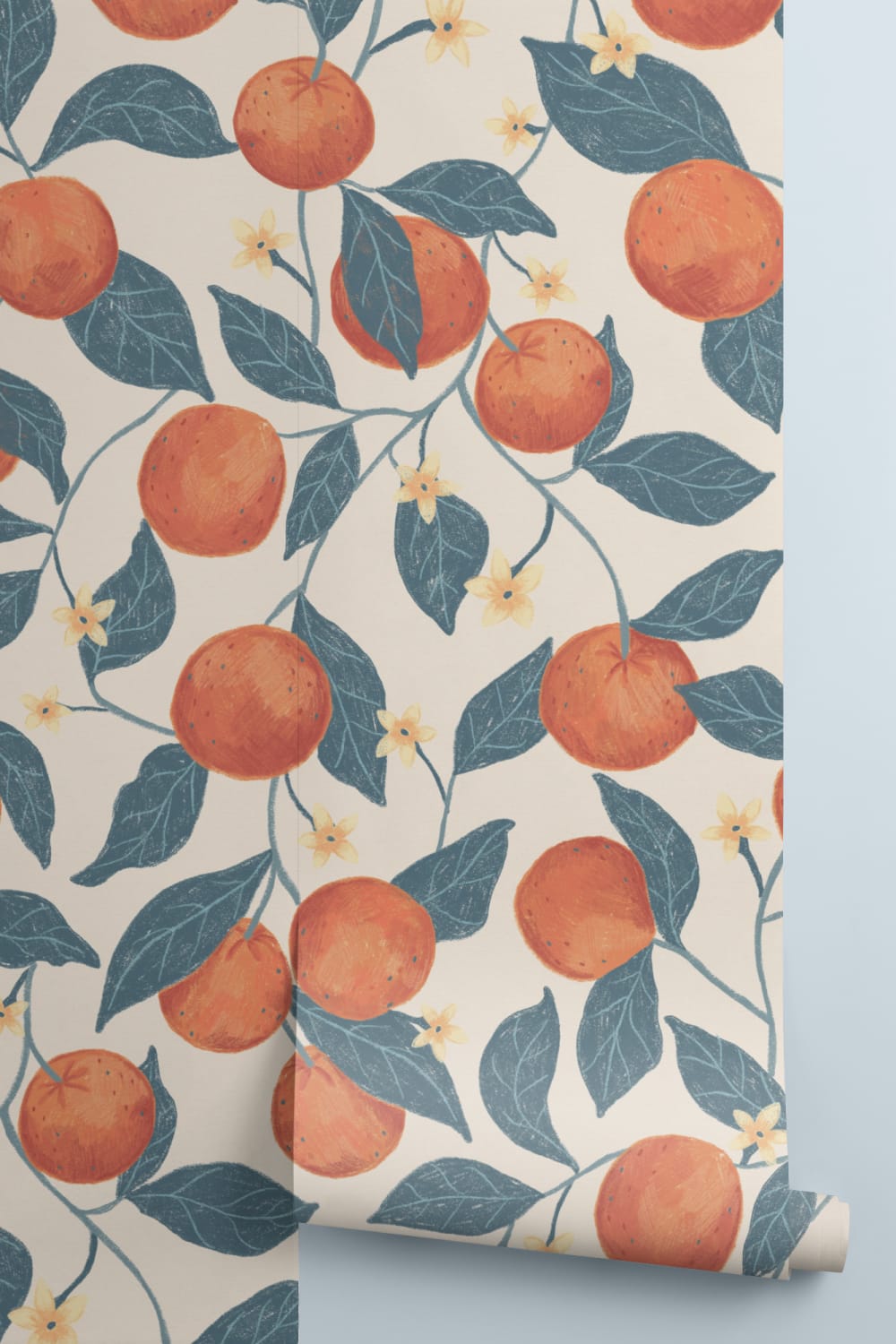 Beige Botanical Oranges Mural