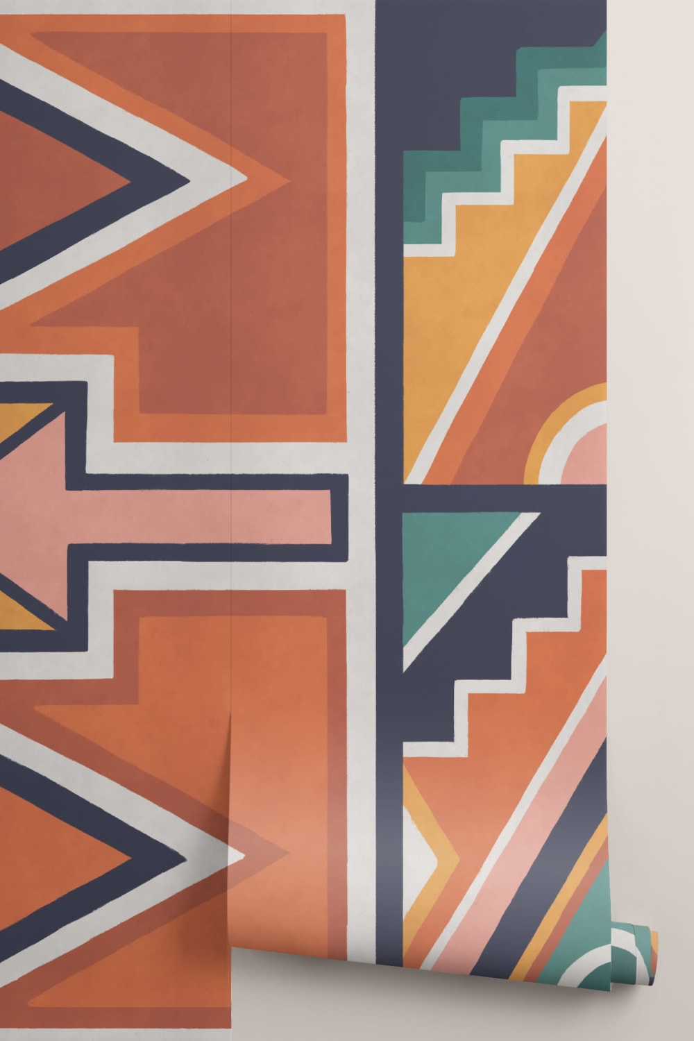 Orange & Blue Ndebele Print African Style Wallpaper Mural