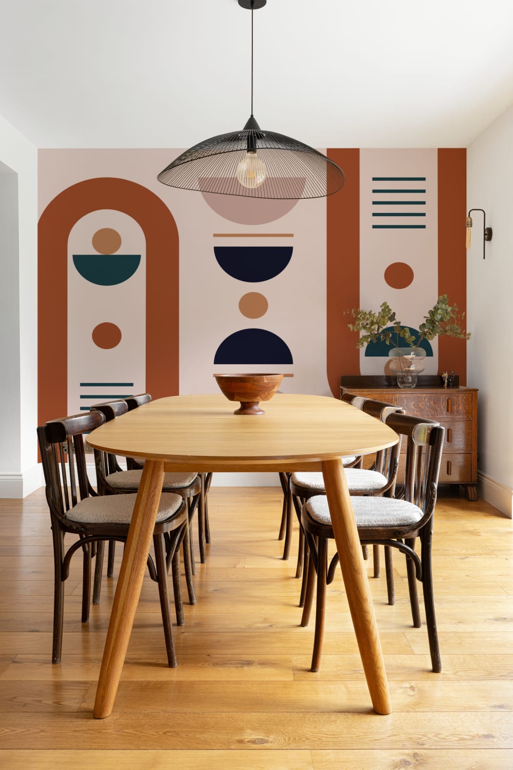 Neutral Mid Century Style Shapes Geometric Wallpaper Mural
