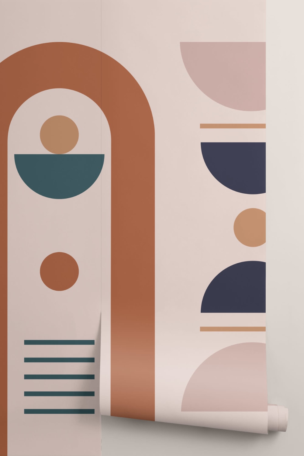Neutral Mid Century Style Shapes Geometric Wallpaper Mural