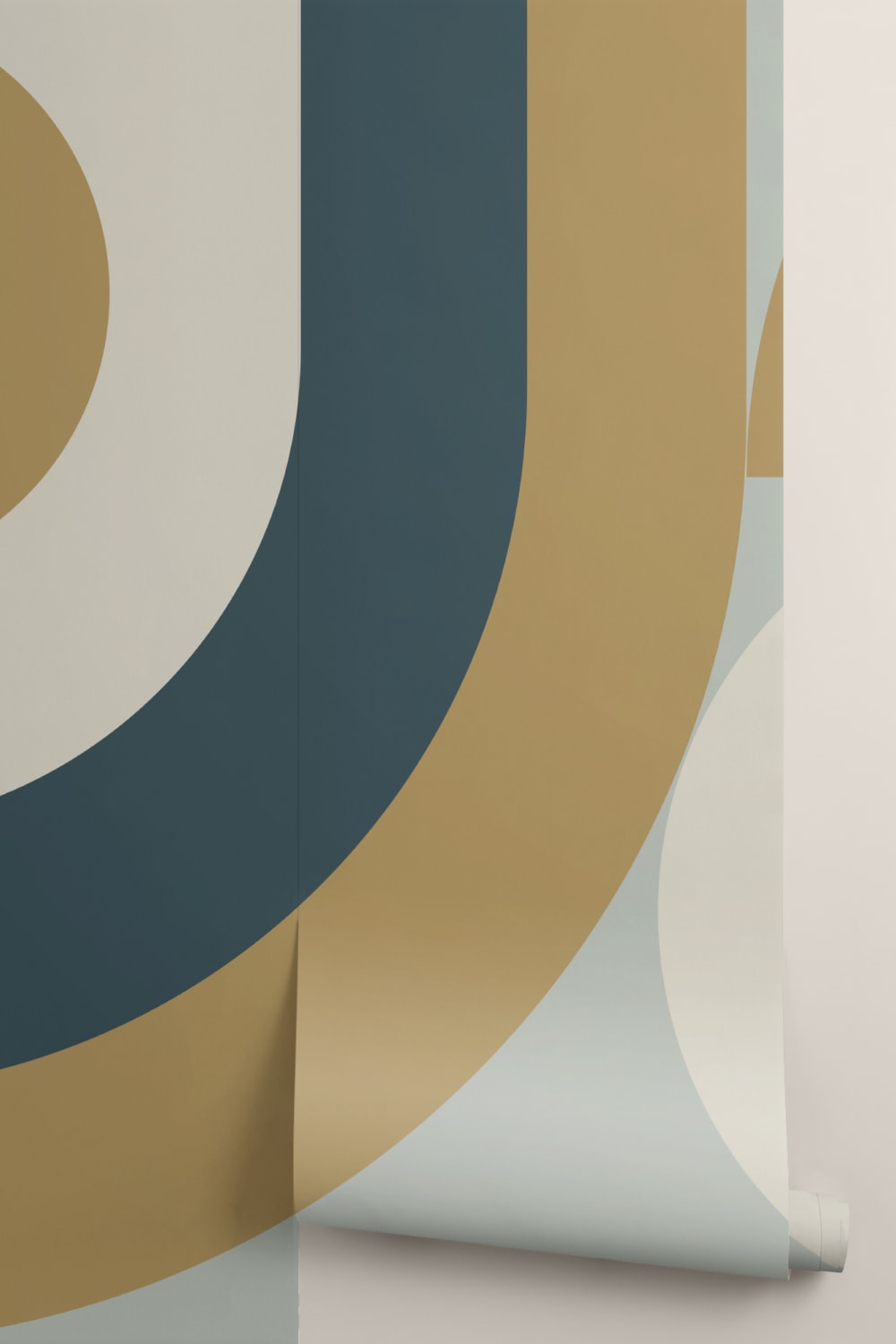 Navy Retro Geometric Pattern Abstract Mural