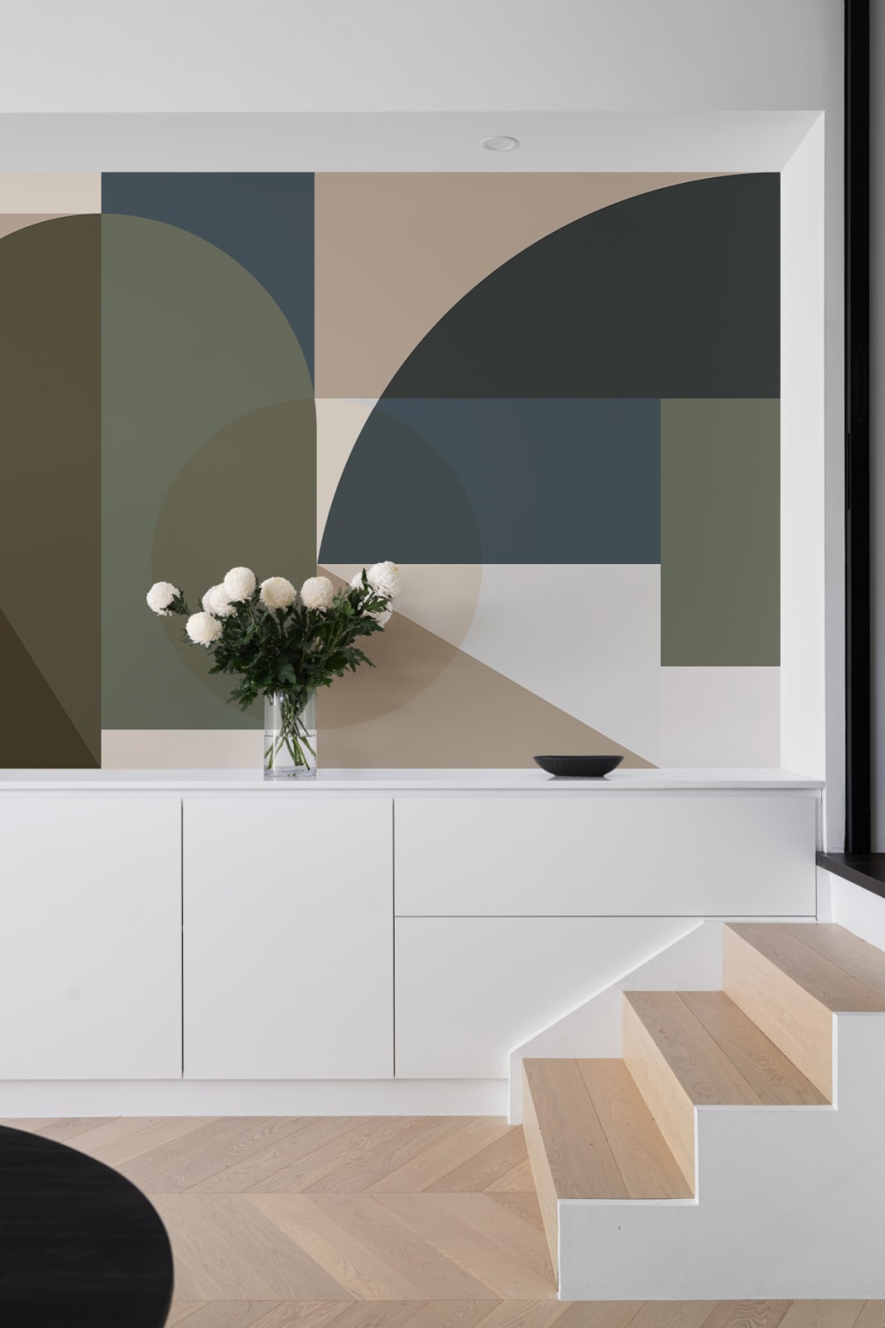 Grön geometrisk samtida mångfärgad mural-tapeter för moderna utrymmen