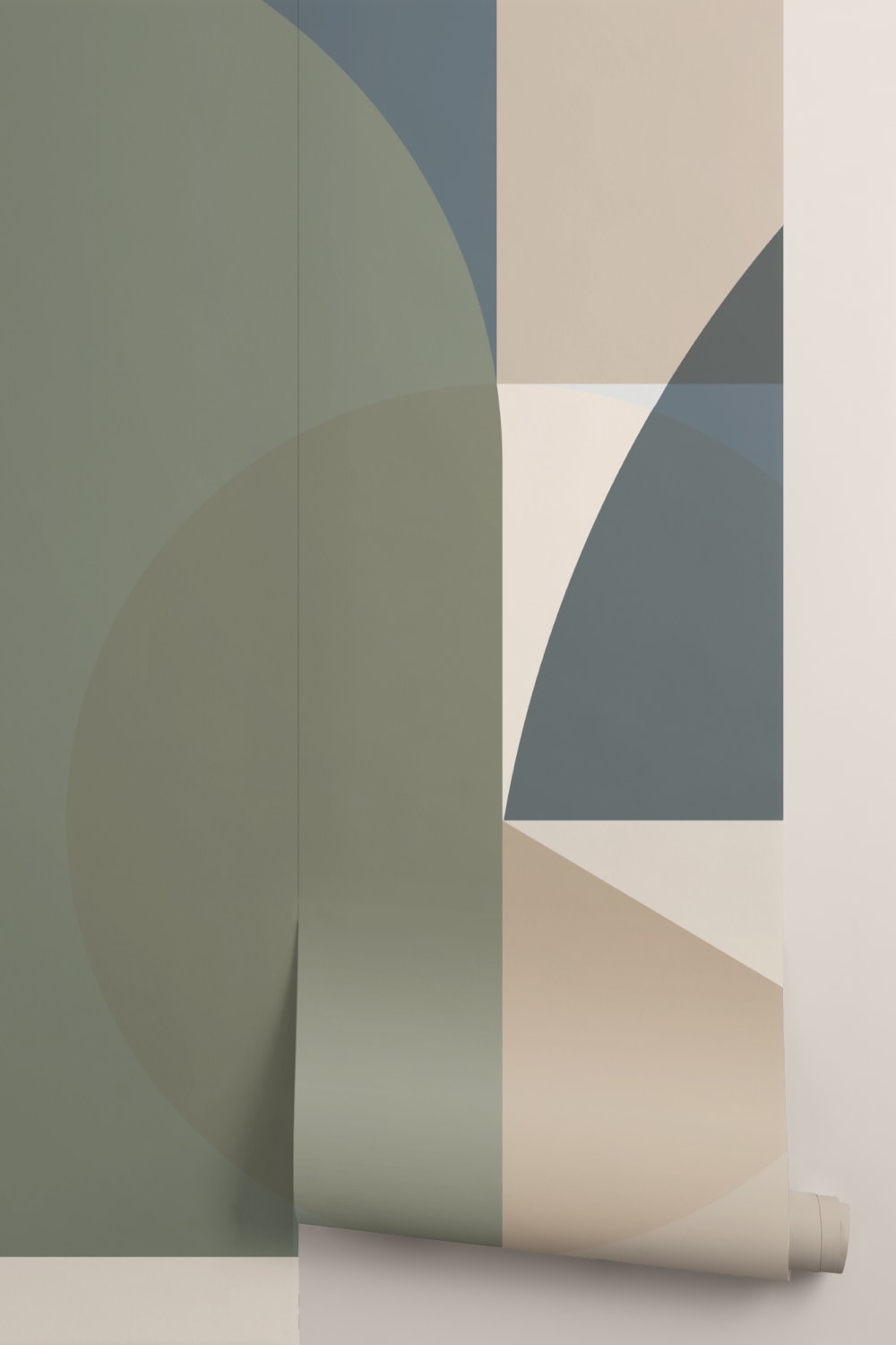 Grön geometrisk samtida mångfärgad mural-tapeter för moderna utrymmen