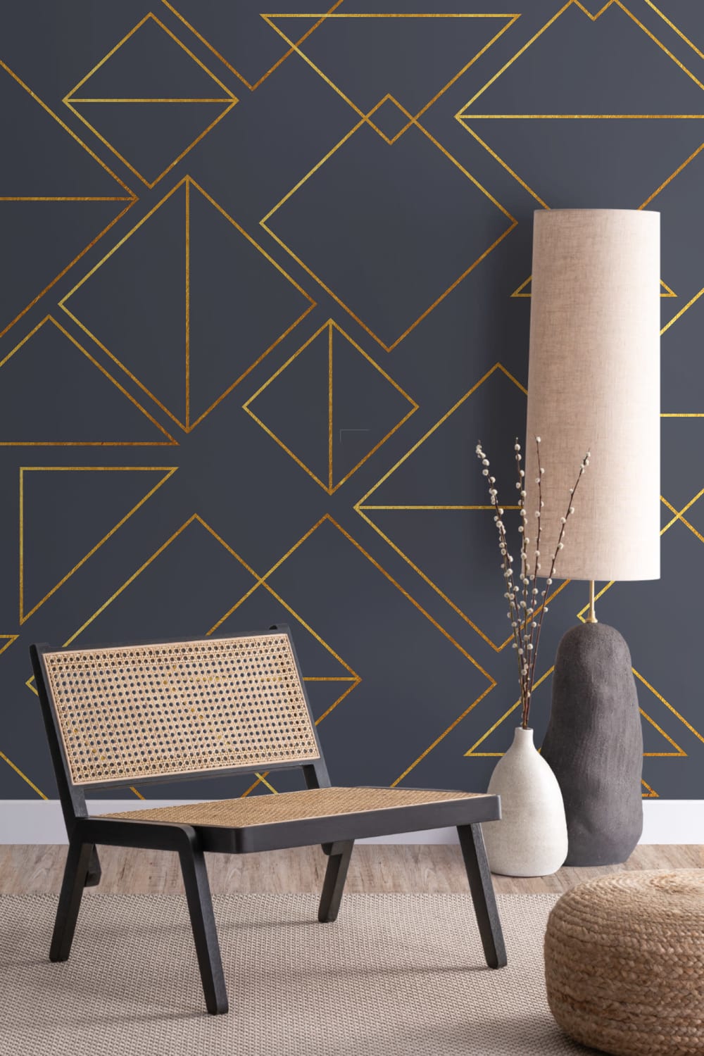 Classic Navy Triangles Wallpaper Mural