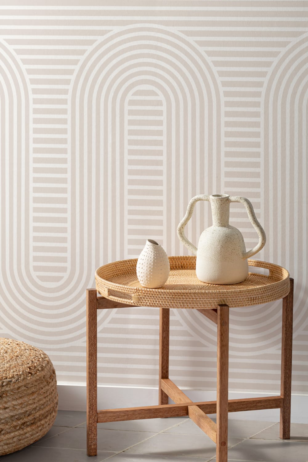 Neutral Zen Garden Curves & Stripes Wallpaper Mural