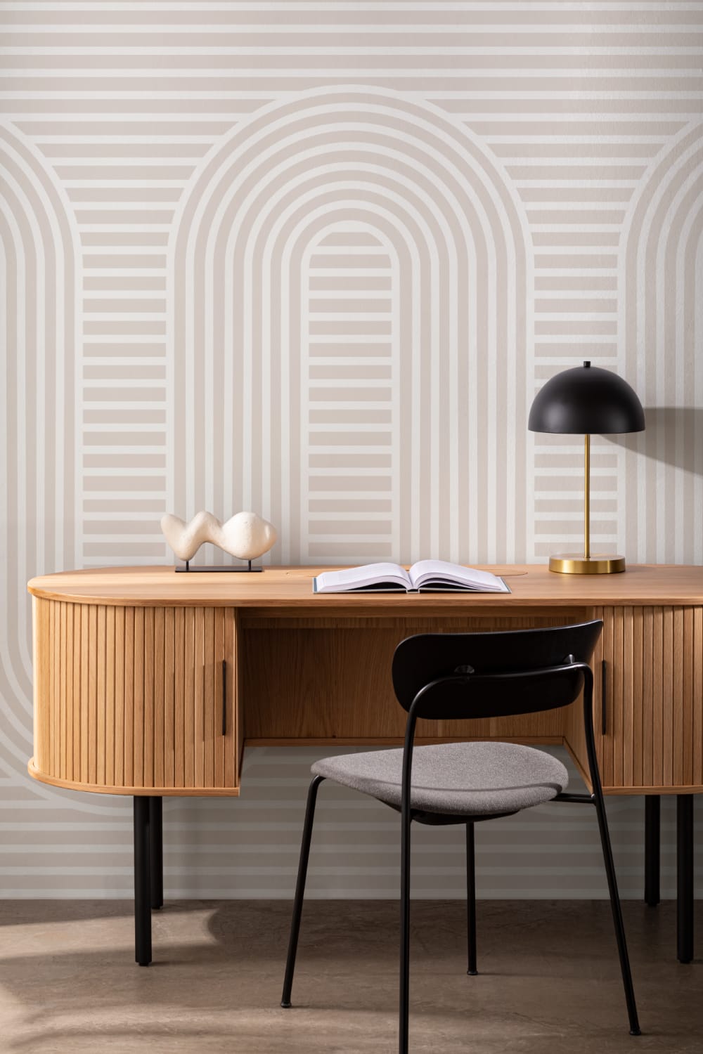 Neutral Zen Garden Curves & Stripes Wallpaper Mural