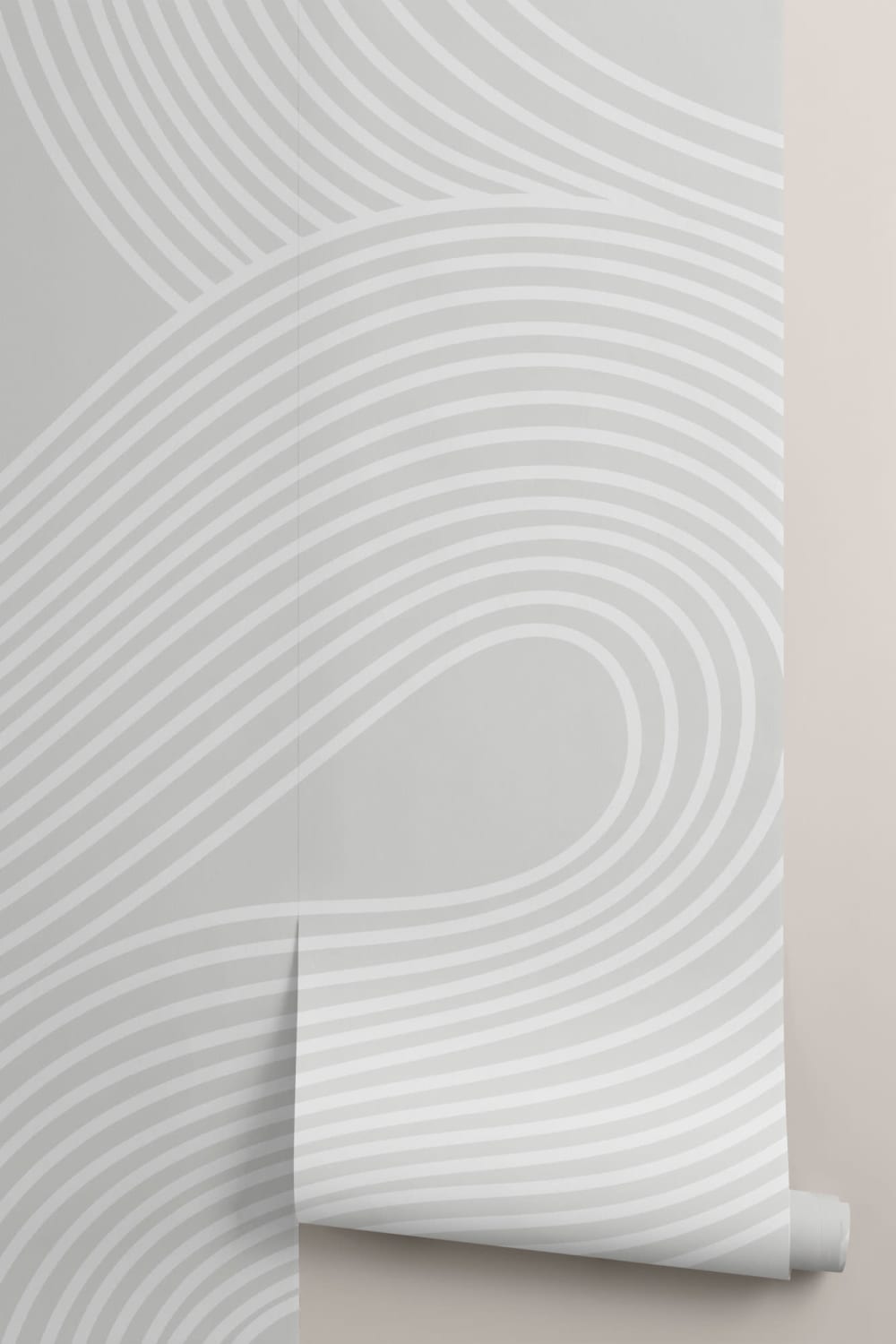 Carta da Parati Stile Giapponese Grigia con Linee Curve