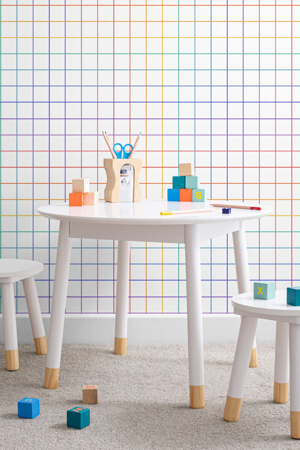 Flerfarget geometrisk rutenett tapet