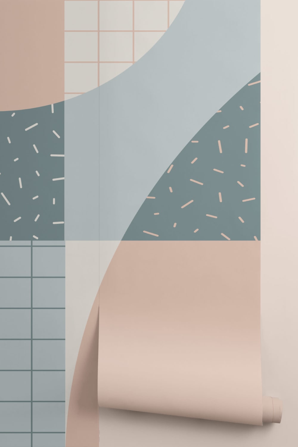 Memphis 80s Pastel Blue & Pink Geometric Wallpaper Mural