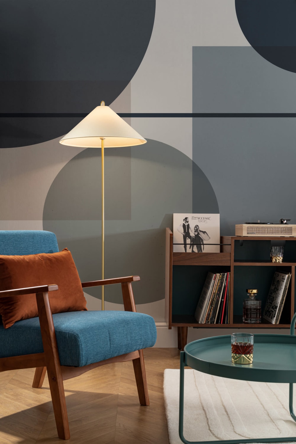 Midt århundre moderne abstrakt geometrisk fototapet