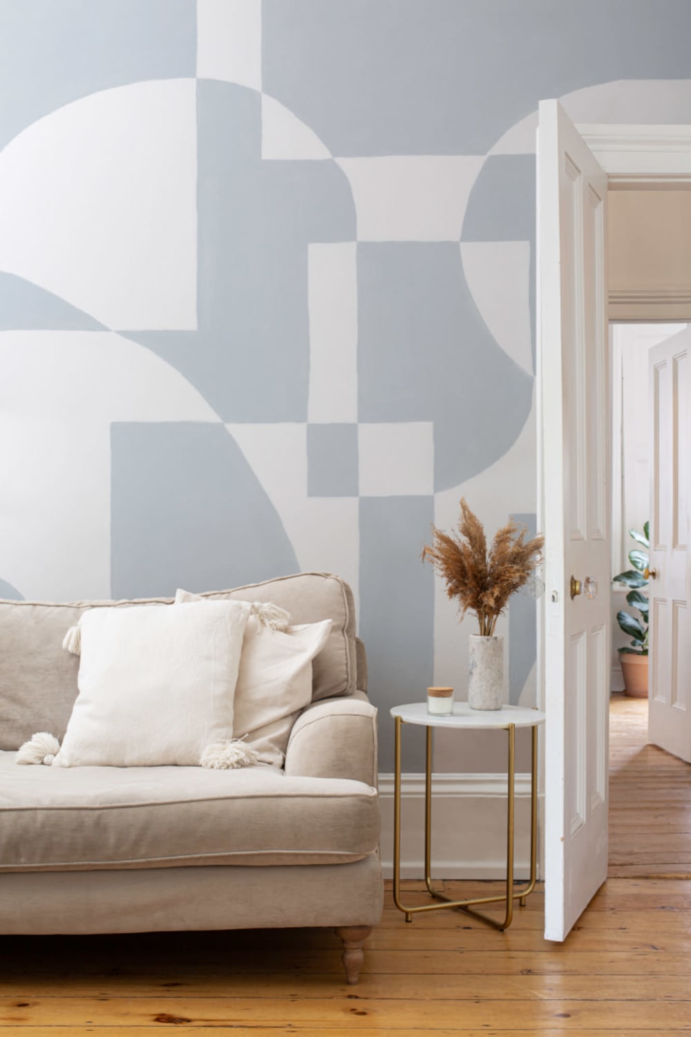 Sky Blue Scandi Abstract Geometric Mural