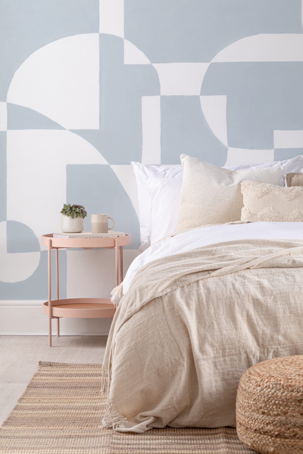 Sky Blue Scandi Abstract Geometric Mural