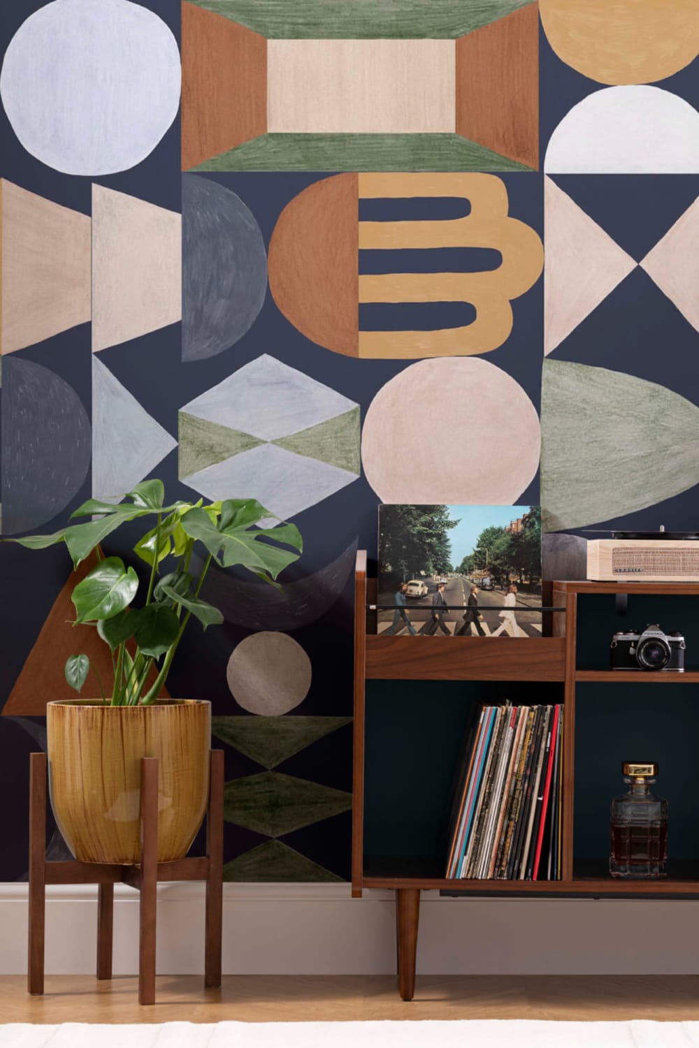 Retro Geometric Totem Shapes Wallpaper Mural