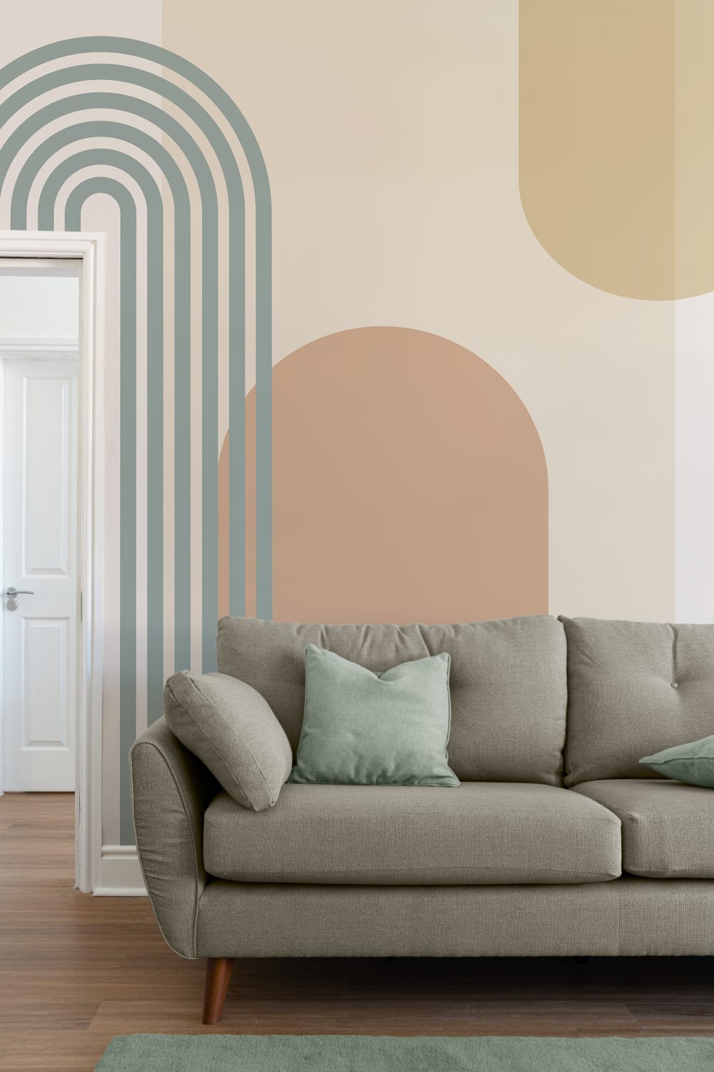 Pastelli Retro Retro geometrinen kaaret seinämaalaus
