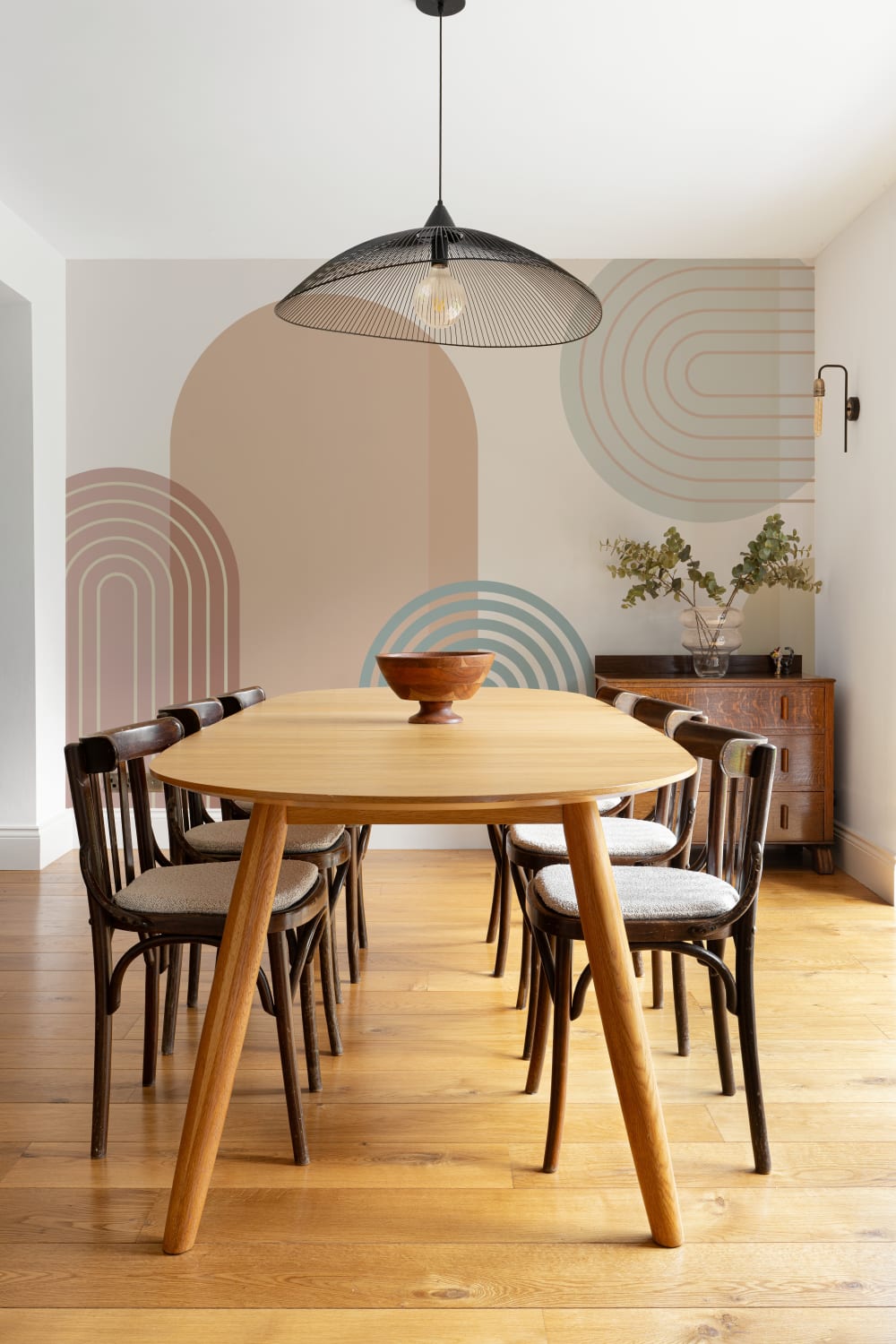 Pastelli Retro Retro geometrinen kaaret seinämaalaus