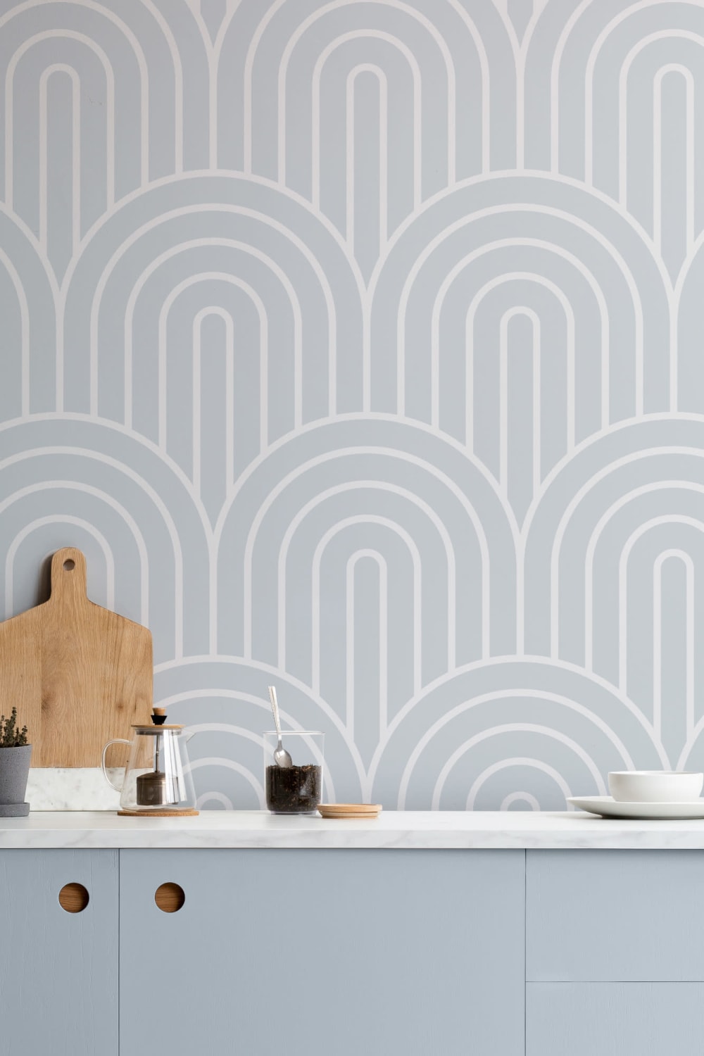 Gray Geometric Infinite Loop Striped Repeat Pattern Wallpaper
