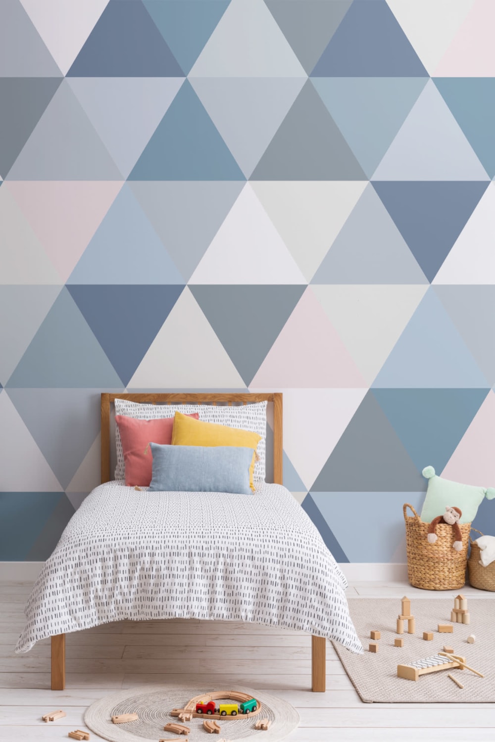 Pastel Geometric Triangle Pattern Wallpaper Mural
