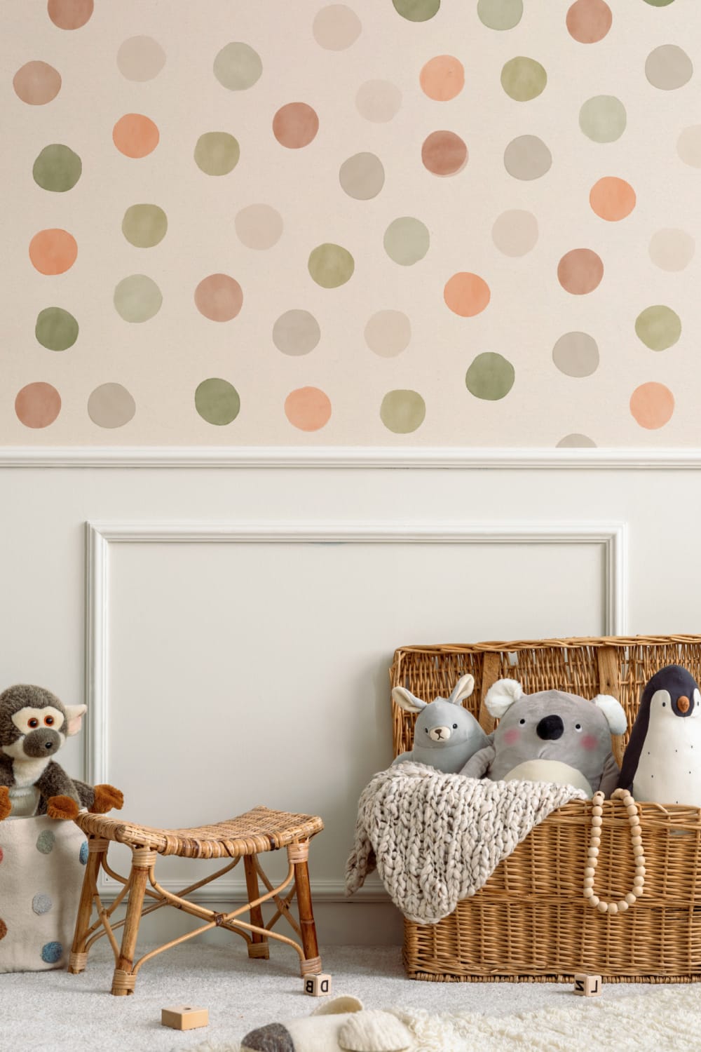 Papier Peint Panoramique Pois Aquarelle Tons Neutres