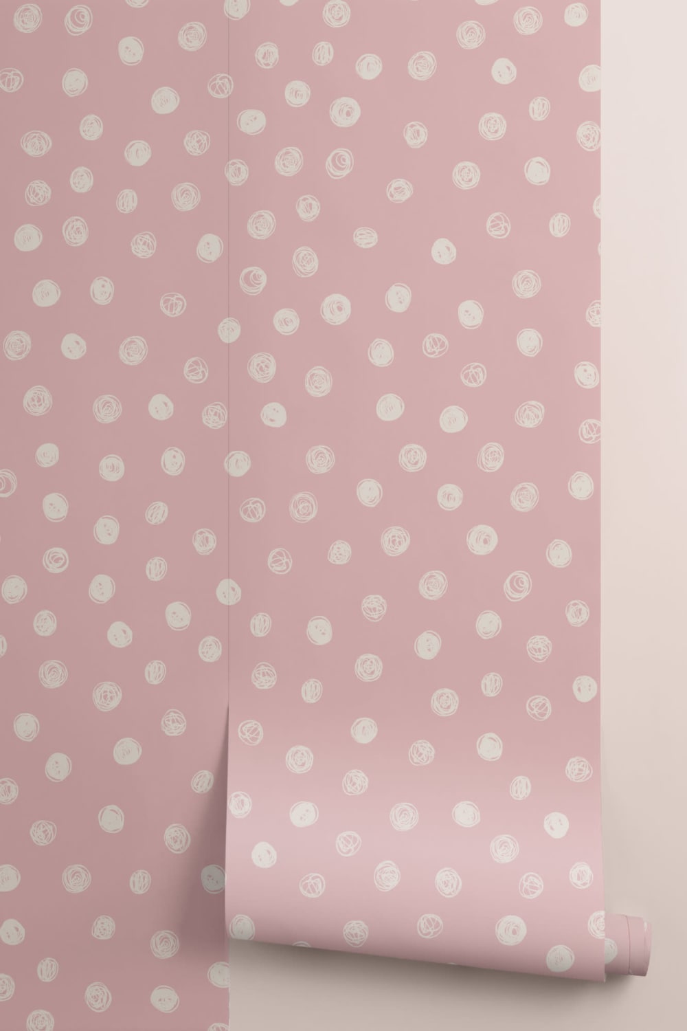 Mural Papel Pintado Lunares Acuarela Rosa