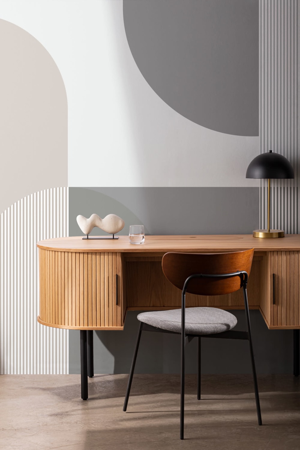 Nøytral Grå Scandi Geometrisk Fototapet